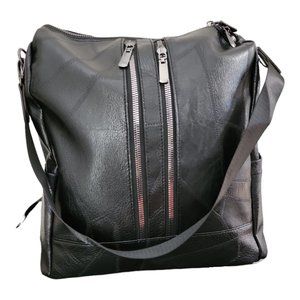 Black Classic Vintage Functional Purse, Work, Travel Backpack